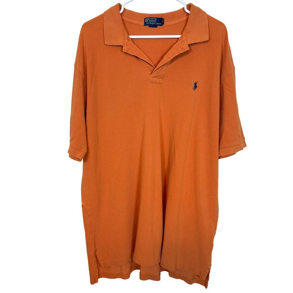 Polo Ralph Lauren Men’s Orange Polo Shirt Short Sleeve Cotton XXL Pony EUC